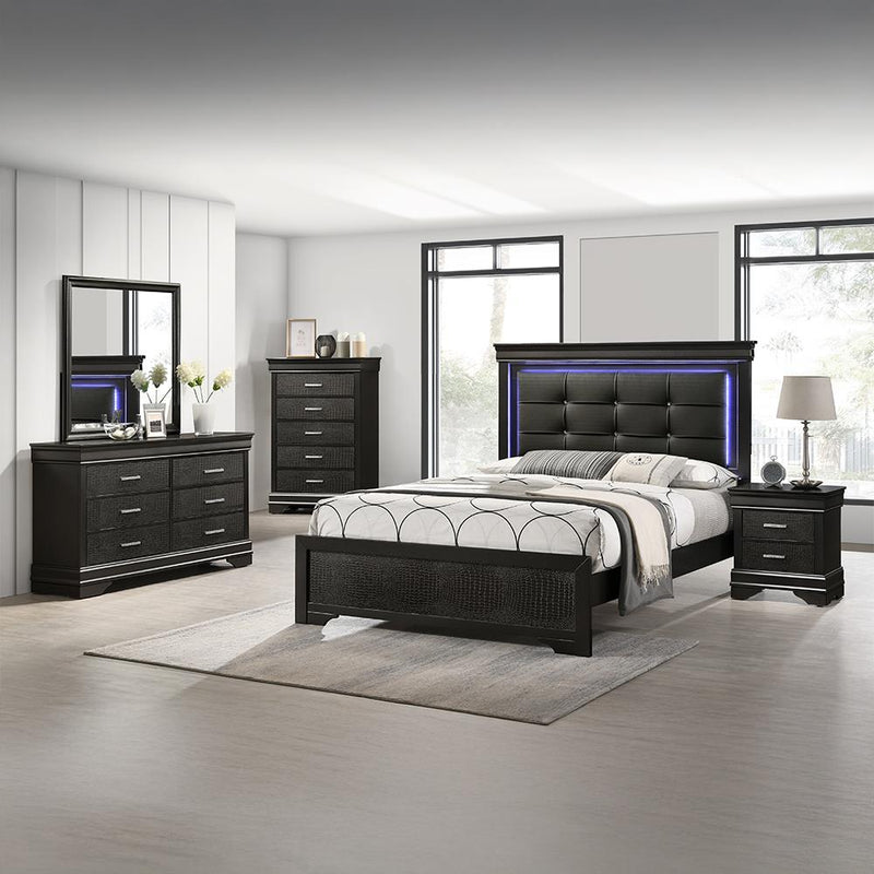 Arya - Black Full Bed, Dresser, Mirror - B322-FDM