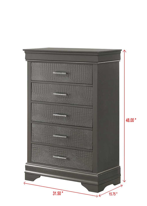 Arya - Gray 5 Drawers Chest - B320-C