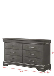 Arya - Gray 6 Drawers Dresser - B320-D