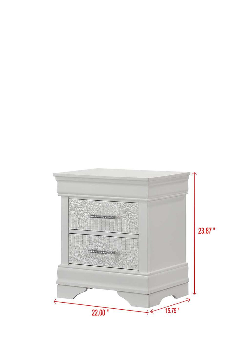 Arya - White 2 Drawers Nightstand - B321-N