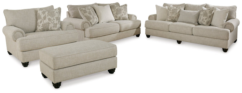 Asanti Sofa, Loveseat, Chair and Ottoman in Fog - PKG012990