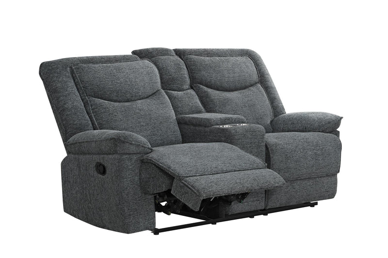 Ashbrook - Charcoal Manual Recliner Loveseat with Storage Console and Cup Holder - L623-L