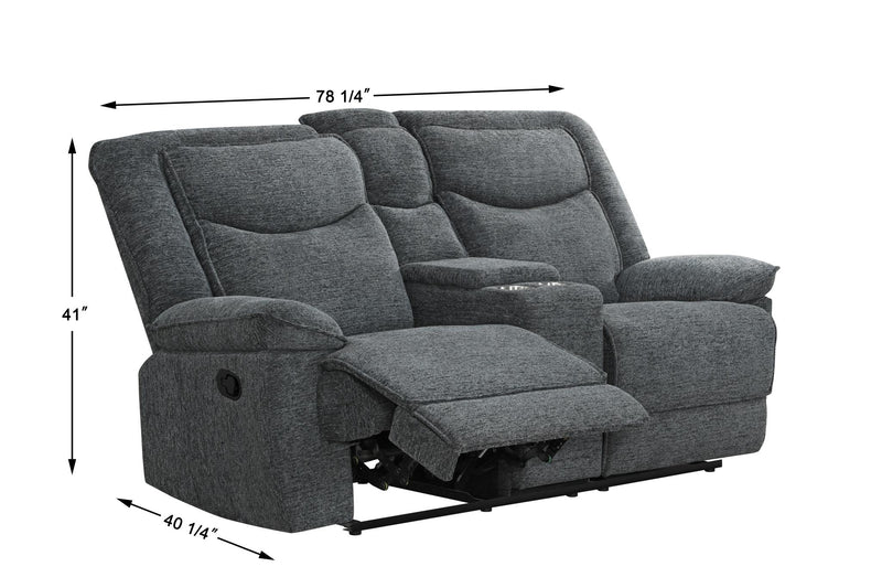 Ashbrook - Charcoal Manual Recliner Loveseat with Storage Console and Cup Holder - L623-L