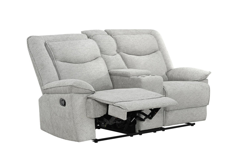 Ashbrook - Light Gray Manual Recliner Loveseat with Storage Console and Cup Holder - L624-L