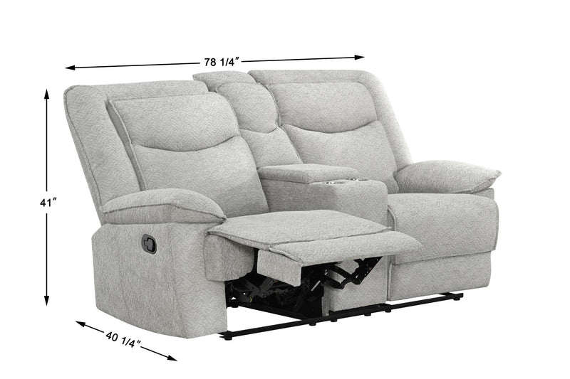 Ashbrook - Light Gray Manual Recliner Loveseat with Storage Console and Cup Holder - L624-L