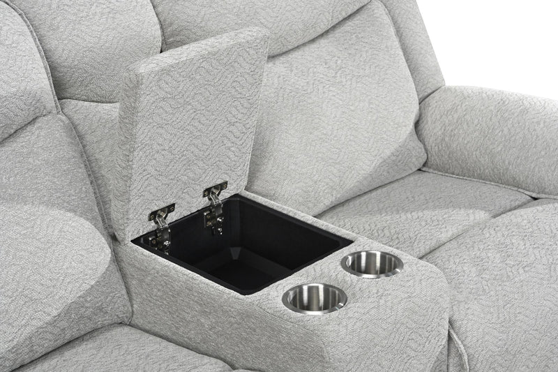 Ashbrook - Light Gray Manual Recliner Loveseat with Storage Console and Cup Holder - L624-L