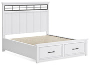 Ashbryn California King Panel Storage Bed and 2 Nightstands in White/Natural - PKG016981