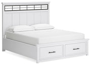 Ashbryn California King Panel Storage Bed and 2 Nightstands in White/Natural - PKG016981
