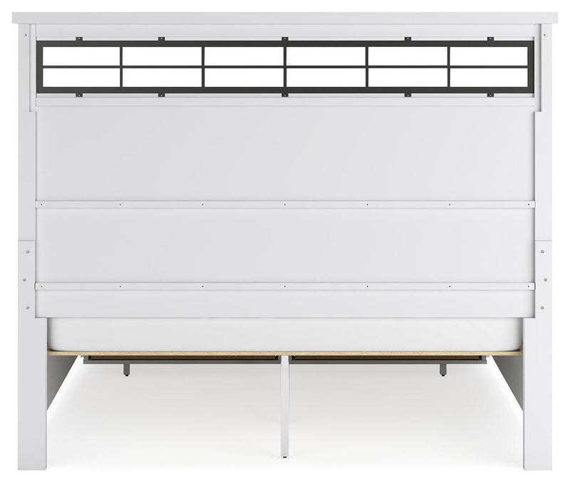 Ashbryn California King Panel Storage Bed and 2 Nightstands in White/Natural - PKG016981