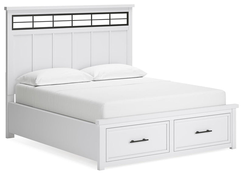 Ashbryn California King Panel Storage Bed and Dresser in White/Natural - PKG016979