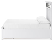 Ashbryn California King Panel Storage Bed with Mirrored Dresser and Chest in White/Natural from Ashley - Luna Furniture