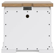 Ashbryn King Panel Storage Bed and 2 Nightstands in White/Natural - PKG016972