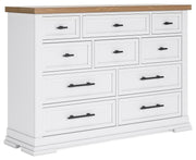 Ashbryn King Panel Storage Bed and Dresser in White/Natural - PKG016970
