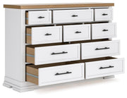 Ashbryn King Panel Storage Bed and Dresser in White/Natural - PKG016970