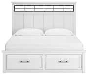 Ashbryn King Panel Storage Bed, Dresser and 2 Nightstands in White/Natural - PKG016971