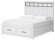 Ashbryn King Panel Storage Bed, Dresser and 2 Nightstands in White/Natural - PKG016971