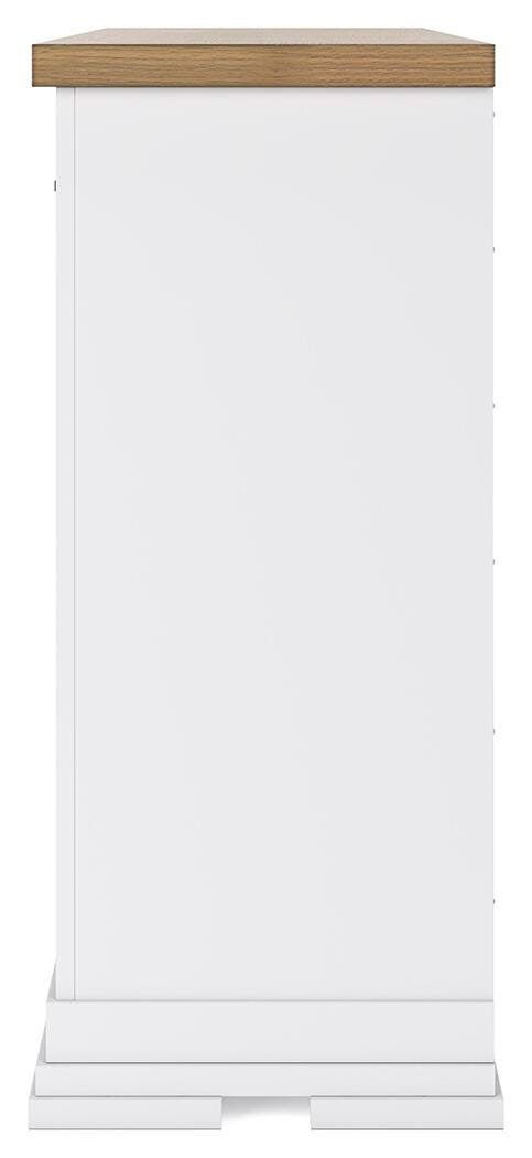 Ashbryn King Panel Storage Bed, Dresser and 2 Nightstands in White/Natural - PKG016971