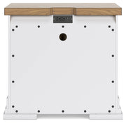 Ashbryn King Panel Storage Bed with Mirrored Dresser and 2 Nightstands in White/Natural from Ashley - Luna Furniture