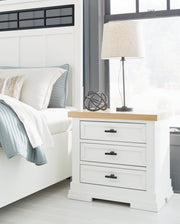 Ashbryn King Panel Storage Bed with Mirrored Dresser and 2 Nightstands in White/Natural from Ashley - Luna Furniture
