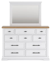 Ashbryn King Panel Storage Bed with Mirrored Dresser and Chest in White/Natural from Ashley - Luna Furniture