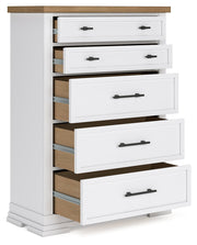 Ashbryn King Panel Storage Bed with Mirrored Dresser and Chest in White/Natural from Ashley - Luna Furniture