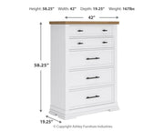 Ashbryn King Panel Storage Bed with Mirrored Dresser and Chest in White/Natural from Ashley - Luna Furniture