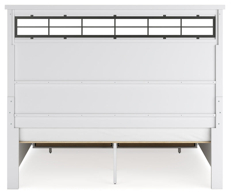 Ashbryn King Panel Storage Bed with Mirrored Dresser and Chest in White/Natural from Ashley - Luna Furniture