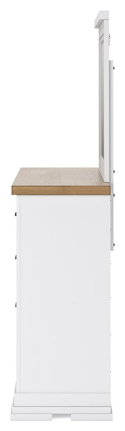 Ashbryn King Panel Storage Bed with Mirrored Dresser and Chest in White/Natural from Ashley - Luna Furniture