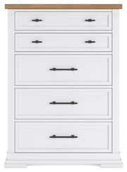 Ashbryn King Panel Storage Bed with Mirrored Dresser and Chest in White/Natural from Ashley - Luna Furniture