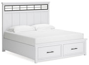 Ashbryn King Panel Storage Bed with Mirrored Dresser and Nightstand in White/Natural from Ashley - Luna Furniture