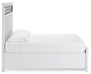 Ashbryn King Panel Storage Bed with Mirrored Dresser and Nightstand in White/Natural from Ashley - Luna Furniture