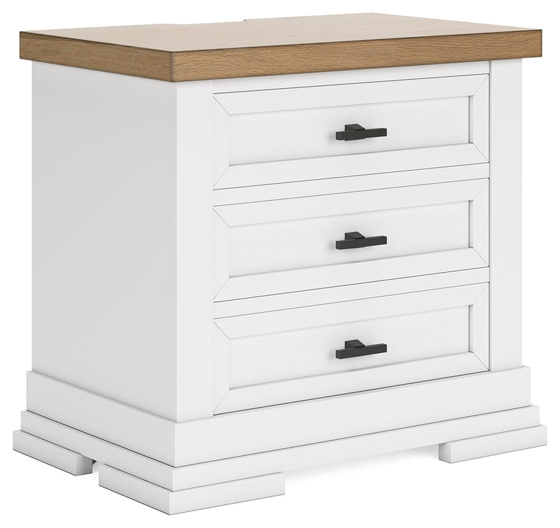 Ashbryn King Panel Storage Bed with Mirrored Dresser and Nightstand in White/Natural from Ashley - Luna Furniture