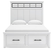 Ashbryn Queen Panel Storage Bed and 2 Nightstands in White/Natural - PKG016963