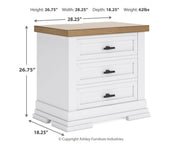 Ashbryn Queen Panel Storage Bed and 2 Nightstands in White/Natural - PKG016963