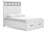 Ashbryn Queen Panel Storage Bed and 2 Nightstands in White/Natural - PKG016963