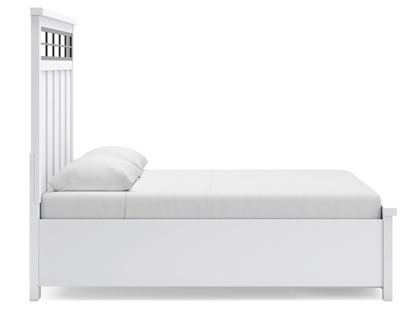 Ashbryn Queen Panel Storage Bed and 2 Nightstands in White/Natural - PKG016963