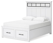 Ashbryn Queen Panel Storage Bed and 2 Nightstands in White/Natural - PKG016963