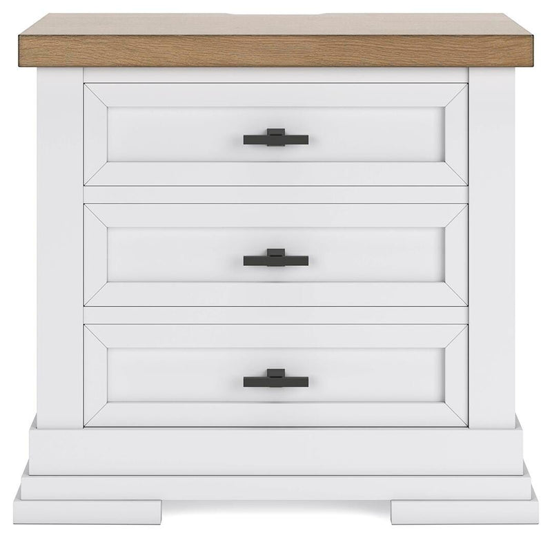 Ashbryn Queen Panel Storage Bed and 2 Nightstands in White/Natural - PKG016963
