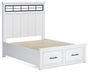 Ashbryn Queen Panel Storage Bed and Dresser in White/Natural - PKG016961