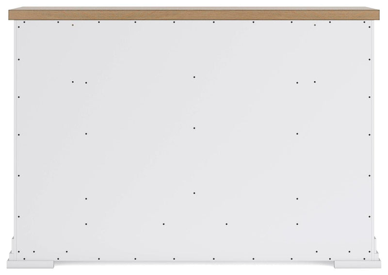 Ashbryn Queen Panel Storage Bed and Dresser in White/Natural - PKG016961