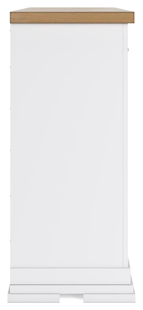 Ashbryn Queen Panel Storage Bed and Dresser in White/Natural - PKG016961