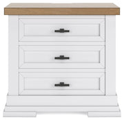 Ashbryn Queen Panel Storage Bed with Mirrored Dresser and 2 Nightstands in White/Natural from Ashley - Luna Furniture
