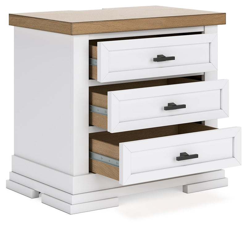Ashbryn Queen Panel Storage Bed with Mirrored Dresser and 2 Nightstands in White/Natural from Ashley - Luna Furniture