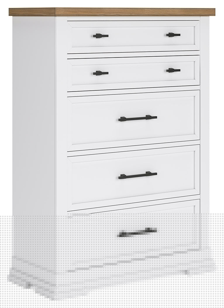 Ashbryn Queen Panel Storage Bed with Mirrored Dresser and Chest in White/Natural from Ashley - Luna Furniture
