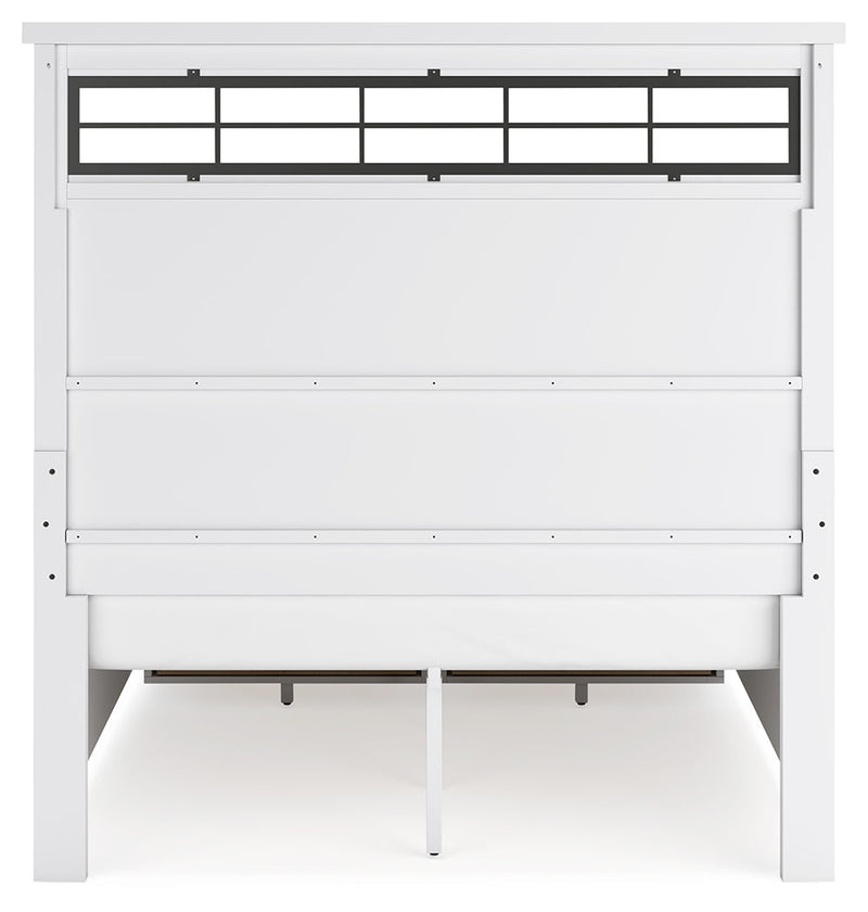 Ashbryn Queen Panel Storage Bed with Mirrored Dresser and Nightstand in White/Natural from Ashley - Luna Furniture
