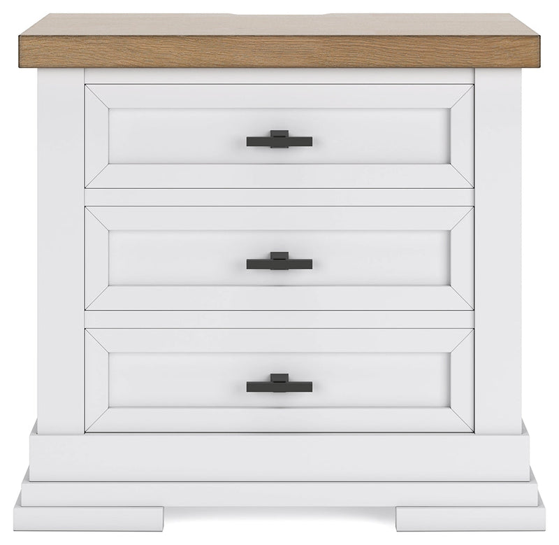 Ashbryn Queen Panel Storage Bed with Mirrored Dresser and Nightstand in White/Natural from Ashley - Luna Furniture