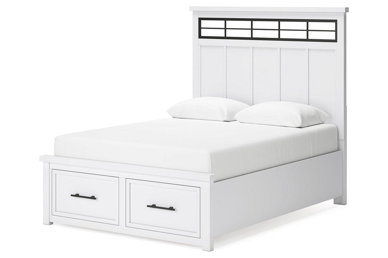 Ashbryn White/Natural Queen Platform Storage Bed - Gate FurnitureQueen Bed