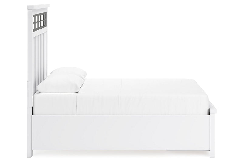 Ashbryn White/Natural Queen Platform Storage Bed - Gate FurnitureQueen Bed