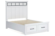 Ashbryn White/Natural Queen Platform Storage Bed - Gate FurnitureQueen Bed