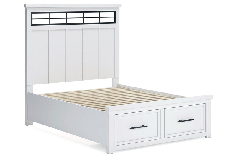 Ashbryn White/Natural Queen Platform Storage Bed - Gate FurnitureQueen Bed